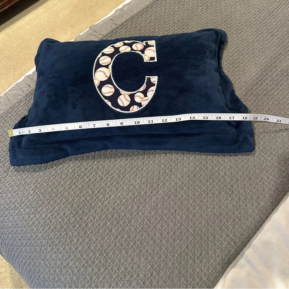 Alphabetables Navy Blue Velour Pillow with Baseball Letter C